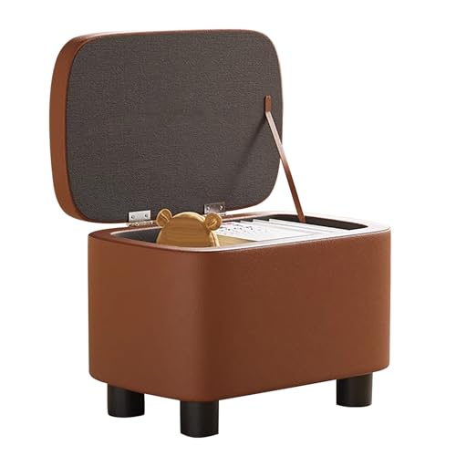 Eleganter Lederhocker für Wohnzimmer & Schlafzimmer - Vielseitiger Schminkhocker mit Stauraum Pouf - Ottomane Bank 40 x 28 x 25 cm Stilvolle Wohnkultur & Sitzlösung von Generisch