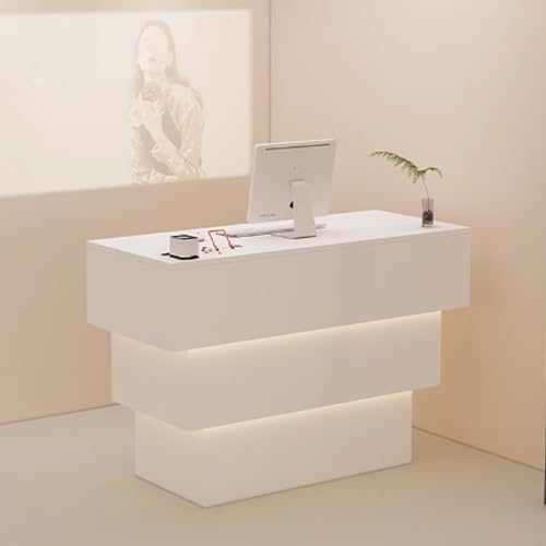 Eleganter Salon-Empfangstisch mit weicher Beleuchtung | Stilvolle Fronttheke für Salons, Bekleidungsgeschäfte & Restaurants | Moderner Rezeptionisten-Schreibtisch von Generisch