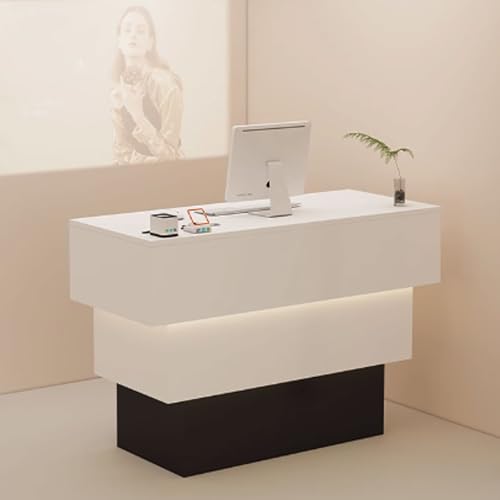 Eleganter Salon-Empfangstisch mit weicher Beleuchtung | Stilvolle Theke für Salons, Bekleidungsgeschäfte & Restaurants | Moderner Rezeptionisten-Schreibtisch von Generisch