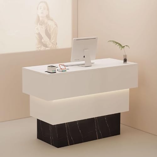 Eleganter Salon-Empfangstisch mit weicher Beleuchtung | Stilvolle Theke für Salons, Bekleidungsgeschäfte & Restaurants | Moderner Rezeptionisten-Schreibtisch von Generisch