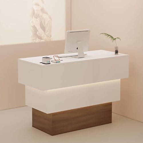 Eleganter Salon-Empfangstisch mit weicher Beleuchtung | Stilvolle Theke für Salons, Bekleidungsgeschäfte & Restaurants | Moderner Rezeptionisten-Schreibtisch Eleganter Salon-Empfangstisch mit weicher Beleuchtung | Stilvolle Theke für Salons, Bekleidungsgeschäfte & Restaurants | Moderner Rezeptionisten-Schreibtisch von Generisch