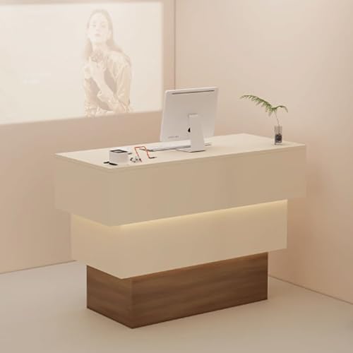 Eleganter Salon-Empfangstisch mit weicher Beleuchtung | Stilvolle Theke für Salons, Bekleidungsgeschäfte & Restaurants | Moderner Rezeptionisten-Schreibtisch Eleganter Salon-Empfangstisch mit weicher Beleuchtung | Stilvolle Theke für Salons, Bekleidungsgeschäfte & Restaurants | Moderner Rezeptionisten-Schreibtisch von Generisch