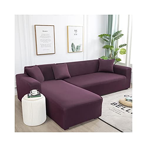 Eleganter Stretch-Sofabezug für 2-Sitzer, einfarbiger Schonbezug in Lila und Rot, Polyestergewebe, perfekt für Ecksofas, stilvolle Heimdekoration von Generisch