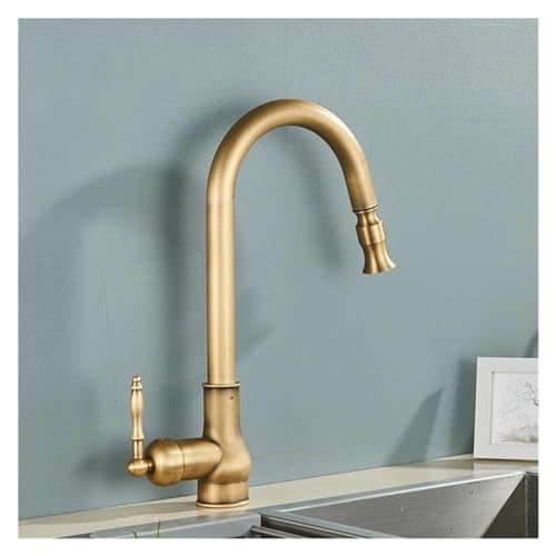 Eleganter goldener Küchenarmatur, Einloch-Drehmischbatterie mit heißem und kaltem Wasser, stilvolles modernes Design für Küchenspüle, Upgrade und Heimdekoration Eleganter goldener Küchenarmatur, Einloch-Drehmischbatterie mit heißem und kaltem Wasser, stilvolles modernes Design für Küchenspüle, Upgrade und Heimdekoration von Generisch