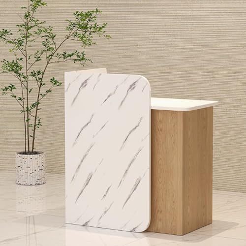 Eleganter moderner Empfangstisch für Schönheitssalons mit Schubladen 100 cm Fronttheke Weiß und Natur-Finish Perfekt für Schönheitssäle und Büroräume Eleganter moderner Empfangstisch für Schönheitssalons mit Schubladen 100 cm Fronttheke Weiß und Natur-Finish Perfekt für Schönheitssäle und Büroräume von Generisch