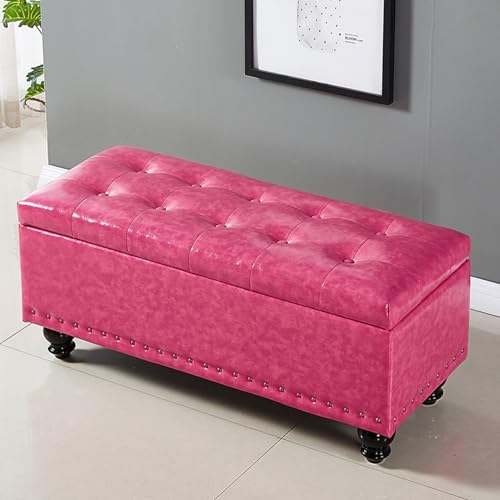 Eleganter rosa Kunstleder-Ottomane, gepolstert, getufteter Fußhocker mit Nieten, perfekt für Schlafzimmer, Wohnzimmer, Eingangsbereich, 150 x 40 x 45 cm von Generisch
