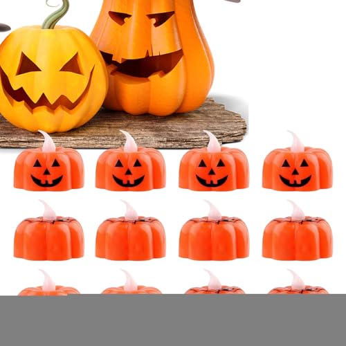 Elektrische Kerzen,Flackernde Halloween Kürbis LED Kerzen Deko | 12 Stück Batteriebetriebene LED Lampen Für Weihnachten Garten Buffet Elektrische Kerzen,Flackernde Halloween Kürbis LED Kerzen Deko | 12 Stück Batteriebetriebene LED Lampen Für Weihnachten Garten Buffet von Generisch