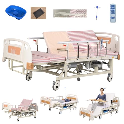 Elektrisches Pflegebett – Medizinisches Bett mit 7 Funktionen und Anti-Dekubitus-Rotation, 240 kg Kapazität, CE-zertifiziert, inklusive Schienen, Matratze, Fernbedienung für den Heimgebrauch Elektrisches Pflegebett – Medizinisches Bett mit 7 Funktionen und Anti-Dekubitus-Rotation, 240 kg Kapazität, CE-zertifiziert, inklusive Schienen, Matratze, Fernbedienung für den Heimgebrauch von Generisch