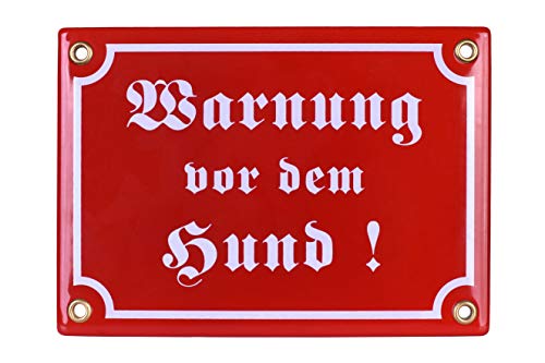 Emailschild WARNUNG VOR DEM Hund 12x17 cm Warnschild wetterfest | Schild Emaille von Generisch