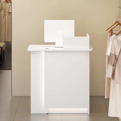 Empfangstisch mit LED-Leuchten Abschließbare Schublade Weiß Verhandlungstisch Schönheitssalon Theke Modernes Design 100 x 45 x 95 cm Stilvolle Empfangsmöbel von Generisch