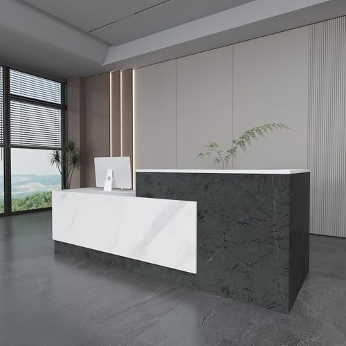Empfangstisch mit Schubladen und Schränken, Wolkenschwarz (L 280 x 61 x 105 cm) – stilvolle Büromöbel für Schönheitssalons, Einzelhandel, Kassen und Empfangsbereiche von Generisch