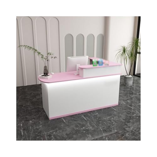 Empfangstresen, Weiß, MDF, für Schönheitssalon, Theke mit 120 cm rosa linke Seite, ideal für Bekleidungsgeschäfte und Büros Empfangstresen, Weiß, MDF, für Schönheitssalon, Theke mit 120 cm rosa linke Seite, ideal für Bekleidungsgeschäfte und Büros von Generisch