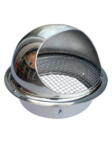 Entlüftungsabdeckung, Edelstahl, runde Trockner-Entlüftungsabdeckung, Auslass mit Rückschlagklappe, Wandentlüftung, Außen-Entlüftungskappe for externen Dunstabzugstrockner(160mm/6.3in) von Generisch