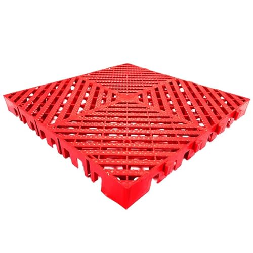 Entwässerungs-Verbundbodenfliesen, 50 X 50 cm, 2 Stück Gummibodenfliesen, 5 cm Dick, rutschfeste,für Terrasse, Pool, Außendusche, Patio(Red,20pcs) von Generisch