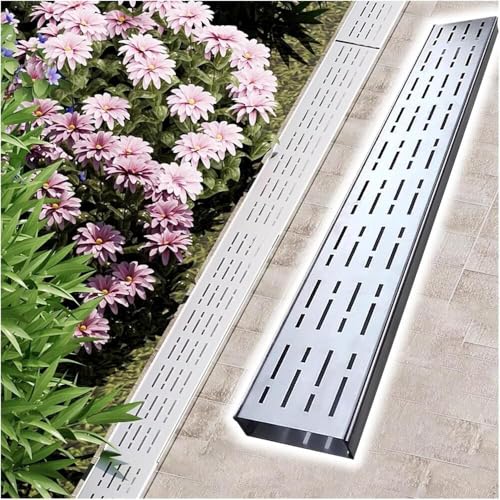 Entwässerungsrinne Dünnes Metall-Abflussgitter-Set for Außenrinnen, Schmaler Entwässerungsrost for Aufhalten Von Blättern, Gehweggitter, Hof/Zaun, Dachrinnenumlenker for Wasser von Generisch