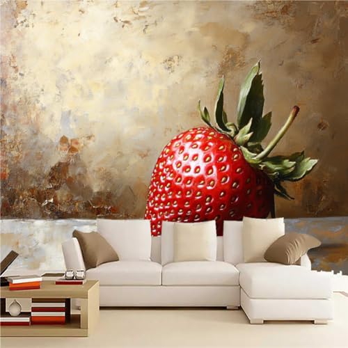 Erdbeere 3D Selbstklebende Leinwandtapete Obst Großes Wandbild Fototapete Poster-Tapete, Heimdekoration Für Jungen-Mädchen-Zimmer Teenager-Schlafsaal 150(B) x 100(H) cm von Generisch