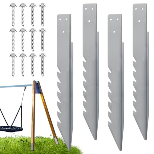 Erdspieß | 4 Stück Zaunpfahl Reparaturanker Set - 4 Stück Erdbefestigung mit Schrauben für Garten, Terrasse & Spielhäuser Erdspieß | 4 Stück Zaunpfahl Reparaturanker Set - 4 Stück Erdbefestigung mit Schrauben für Garten, Terrasse & Spielhäuser von Generisch