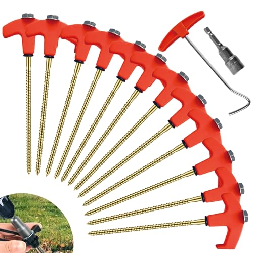 Erdspieße für Planen, Außenpfähle, fluoreszierend, , sicher, sechseckig, Schraubgewinde, Bodenstifte, Set für Strandpflanzenbewässerung, Gewächshaus, Kunstrasen, Rasen, Baldachin, von Generisch