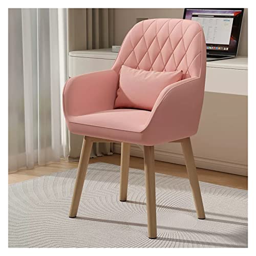 Ergonomische 360° drehbare Esszimmerstühle mit gepolstertem Schreibtisch, Holzbeinen und Armlehnen, Mitte des Jahrhunderts, moderner Leinenstoff, Küchen-Esszimmerstühle in Rosa von Generisch