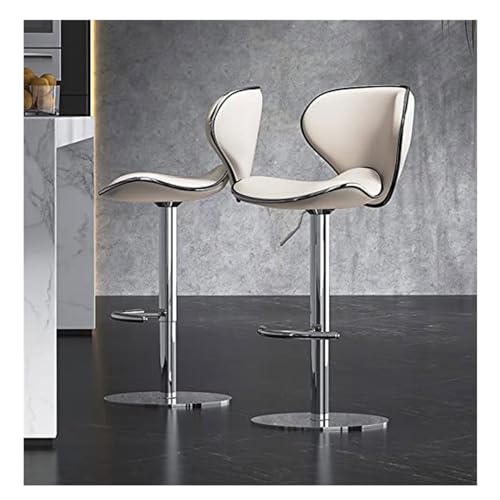 Ergonomische Barhocker 2er Set mit Rückenlehne, Drehstuhl, Höhenverstellbar Nappaleder und Edelstahl für Kücheninsel und Wohnzimmer von Generisch