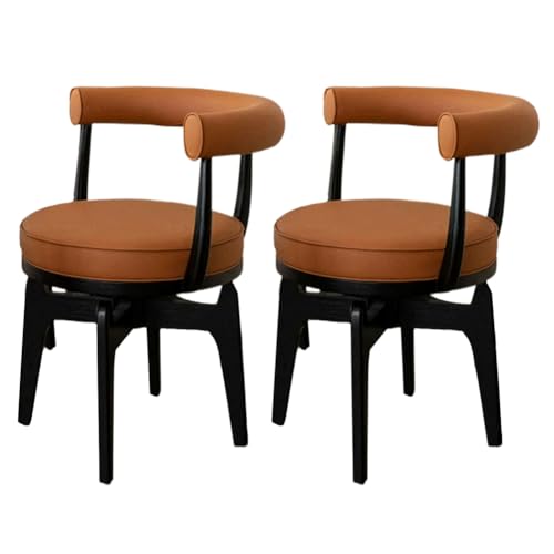 Ergonomische Drehstühle aus PU-Leder mit Armlehnen und Rückenlehne für Lounge Büro Schminktisch 2er-Set (Schwarz/Braun) von Generisch