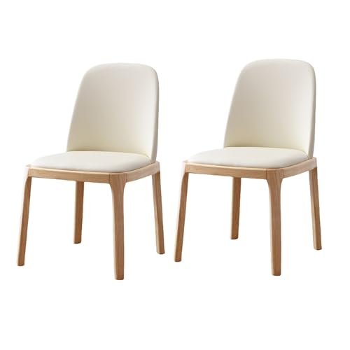 Ergonomische Log Leder Esszimmerstühle 2er Set - Massivholz Küchenstühle mit leicht zu reinigendem Design für Wohnzimmer & Küche (Log+Weiß) von Generisch