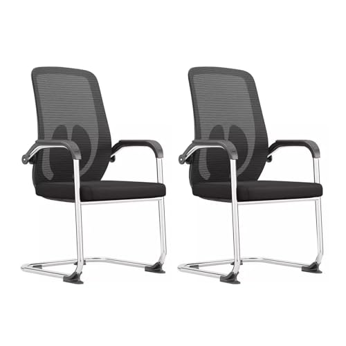 Ergonomische Netz-Bürostühle für langfristiges Sitzen, atmungsaktives Design, Unterstützung des Fußgewölbes, ideal für Arbeitszimmer oder Büro, 2er-Set (schwarz) von Generisch