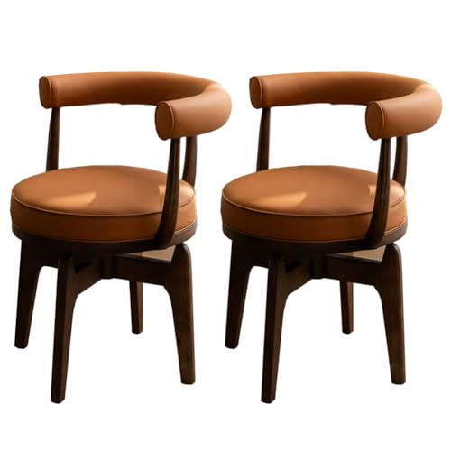 Ergonomische PU-Leder Esszimmerstühle mit Armlehnen und Drehfunktion 2er Set Braun Stühle für Esszimmer Lounge Büro und Schminktisch von Generisch