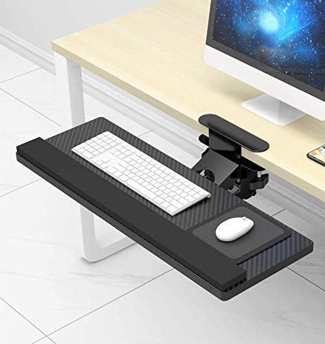 Ergonomische Schreibtischverlängerung und verstellbarer Tastaturständer, Untertisch-Maus-Plattform-Tablett, Computertastatur-Regal, platzsparende Schublade, 55 x 24 cm, Schwarz von Generisch
