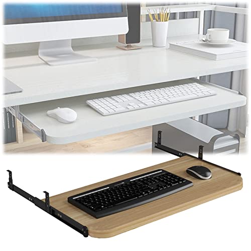 Ergonomische Tastaturablage, verstellbar unter dem Schreibtisch, ausziehbare Ablage, 54 x 60 x 70 x 27 cm, einfache Installation, Tastaturstütze aus Holz für höhenverstellbare Schreibtische von Generisch