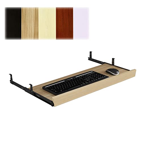 Ergonomische Tastaturschublade aus Holz – Untertischablage für Computertastatur und Maus – verstellbare Armlehne für verbesserte Körperhaltung – 54/60/70 x 27 cm (C-Teak, 60 x 27 cm) von Generisch