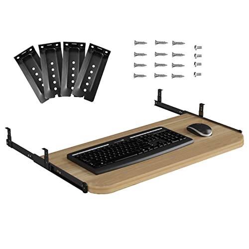 Ergonomische Tastaturschublade aus Holz mit Mausaufbewahrung, Installation unter dem Schreibtisch, verstellbare Armlehne zur Verbesserung der Körperhaltung, 54 x 27 cm, Ahornfarbe Ergonomische Tastaturschublade aus Holz mit Mausaufbewahrung, Installation unter dem Schreibtisch, verstellbare Armlehne zur Verbesserung der Körperhaltung, 54 x 27 cm, Ahornfarbe von Generisch
