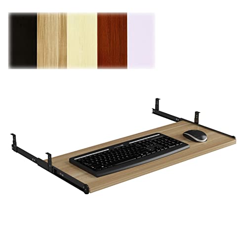 Ergonomische Tastaturschublade aus Holz mit Mausaufbewahrung – Untertischablage für Computer, verstellbare Armlehne, Haltungsverbesserung – passend für 54/60/70 x 27 cm (A-Walnuss, 54 x 27 cm) von Generisch