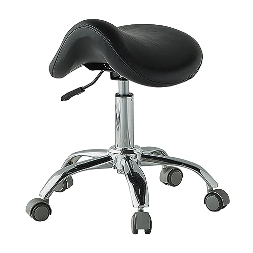 Ergonomischer, Verstellbarer Sattelhocker mit medizinischen Rädern, hydraulisch rollender Zahnarztstuhl, einfach zu installierende professionelle Sitzgelegenheit (Farbe: Schwarz) von Generisch