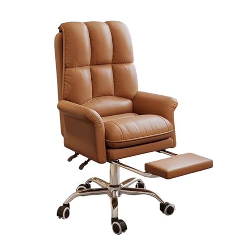 Ergonomischer Büro-Schreibtischstuhl, Leder, verstellbarer Arbeitsstuhl mit Fußstütze und Rückenlehne und gepolsterter Rollstuhl für Zuhause und Büro von Generisch