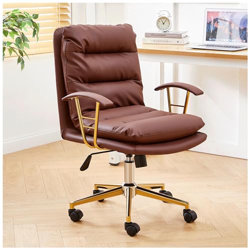 Ergonomischer Büro-Schreibtischstuhl mit 360°-Drehgelenk, PU-Leder, gepolsterter Computer-Sessel, neigbare Rückenlehne für komfortables Arbeiten von Generisch
