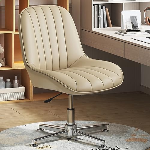 Ergonomischer Büro-Schreibtischstuhl mit Kreuzbeinen, Computerstuhl mit PU-Lederpolsterung, moderner Drehstuhl für Zuhause und Schminktisch, keine Rollen für Komfort und Stil von Generisch