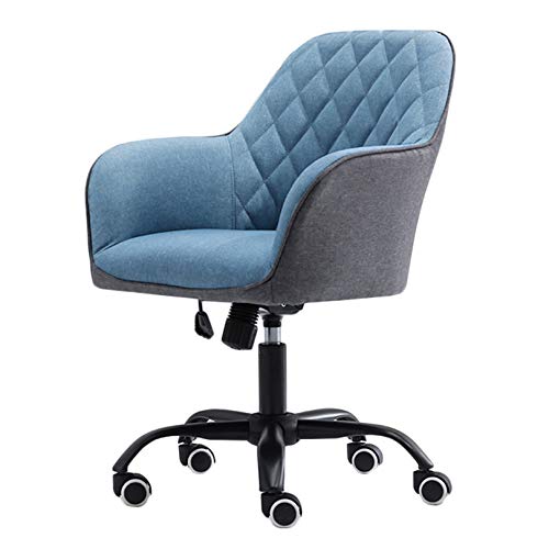 Ergonomischer Büro-Schreibtischstuhl mit mittlerer Rückenlehne, Drehstuhl mit Lendenwirbelstütze und Armlehnen, Leinenstoff, bequemer Drehstuhl für Büro oder Arbeitszimmer von Generisch