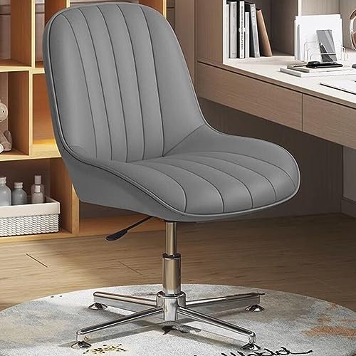 Ergonomischer Büro-Schreibtischstuhl ohne Armlehne mit PU-Leder gepolstertem Sitz, moderner Drehstuhl für Heimbüro von Generisch
