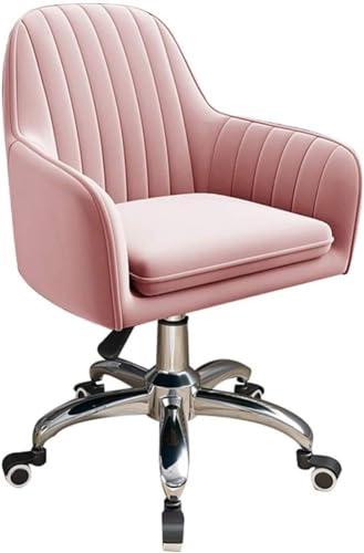 Ergonomischer Bürodrehstuhl aus Samtstoff, Schreibtischstuhl mit Lendenwirbelstütze, verstellbarer Computerstuhl mit Rückenlehne (Farbe: Rosa, Größe: 50 x 80) von Generisch