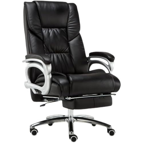 Ergonomischer Bürostuhl, hohe Rückenlehne, Chefsessel mit Fußstütze, mit Liegefunktion und Armlehne, höhenverstellbar und um 360° drehbarer Computer-Schreibtischstuhl, Rot, Schwarz (Schwarz) von Generisch