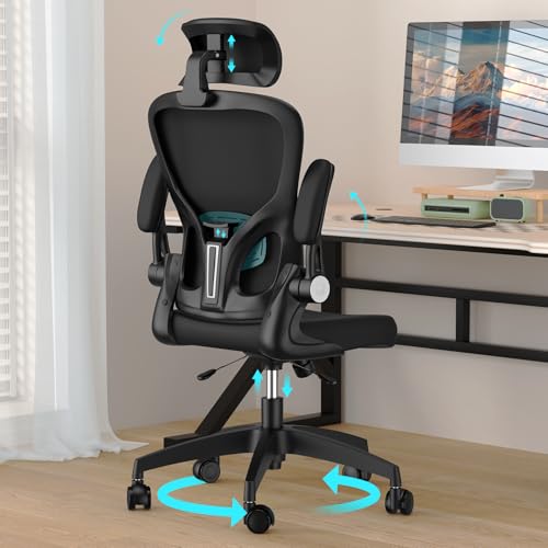 Ergonomischer Bürostuhl, verbesserter weicher Schaumstoffsitz und Kopfstütze, verstellbar, frei kippbar, Netzstoff, Drehstuhl, Schreibtischstuhl mit Lendenwirbelstütze und leisen Rädern, für Zuhause Ergonomischer Bürostuhl, verbesserter weicher Schaumstoffsitz und Kopfstütze, verstellbar, frei kippbar, Netzstoff, Drehstuhl, Schreibtischstuhl mit Lendenwirbelstütze und leisen Rädern, für Zuhause von Generisch