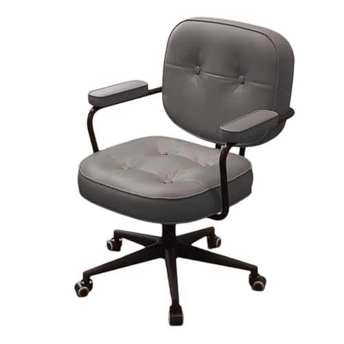 Ergonomischer Bürostuhl, verstellbarer Drehstuhl, Schreibtischstuhl mit Rollen und Armlehnen, verstellbarer Computerstuhl in Grau, Kunstleder Chefsessel für Zuhause & Büro von Generisch