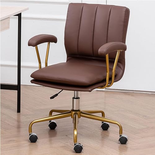 Ergonomischer Bürostuhl aus Mikrofaser-Leder – mittlere Rückenlehne, drehbarer Arbeitsstuhl mit Armlehne für Zuhause, Büro, Schreibtisch von Generisch