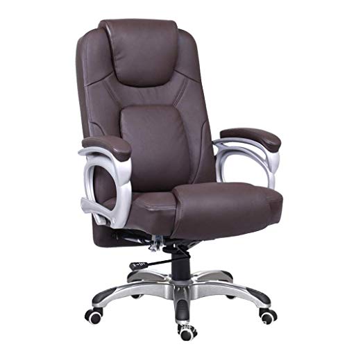 Ergonomischer Bürostuhl aus PU-Leder, mittlere Rückenlehne, mit Armlehnen, bequemer Chef-Stuhl für Gaming, Computer, Internet, Café, Zuhause und Büro, Braun von Generisch