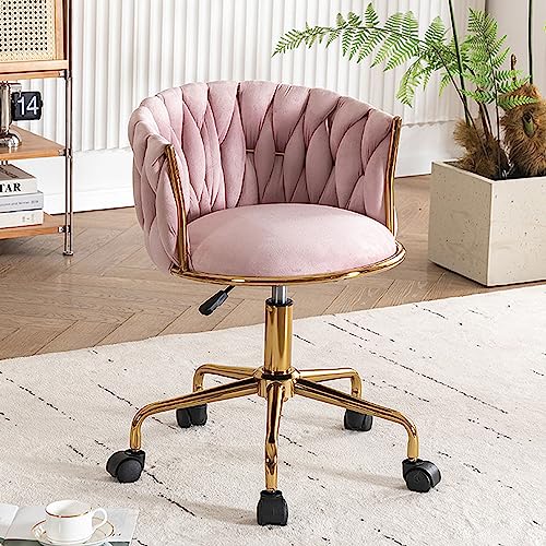 Ergonomischer Bürostuhl aus Samt mit größerem Sitz, höhenverstellbar, Drehstuhl, Schreibtischstuhl für Chefsessel mit mittlerer Rückenlehne, getuftete Fasslehne von Generisch