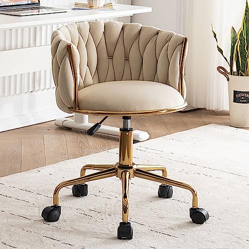 Ergonomischer Bürostuhl aus Samt – verstellbarer Drehstuhl mit mittlerer Rückenlehne und stilvollem getuftetem Fass-Design – perfekt für den Gebrauch zu Hause und im Büro von Generisch