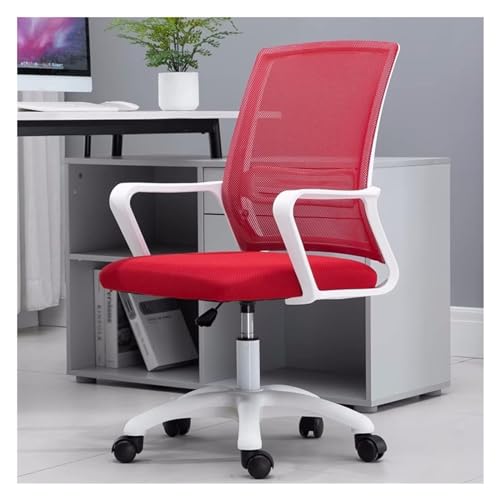 Ergonomischer Bürostuhl mit Armlehnen und Lendenwirbelstütze, höhenverstellbar, drehbarer Arbeitsstuhl, atmungsaktives Netz-Design, hohe Rückenlehne, Computerstuhl, Rot, Gr von Generisch
