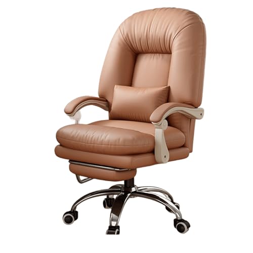 Ergonomischer Bürostuhl mit Katzenpfote, Leder, mit Fußstütze, 360° drehbar, höhenverstellbar und Rückenlehne, Lendenwirbelstütze, ideal für Schlafzimmer, Wohnzimmer, Wohnheim (Braun) von Generisch