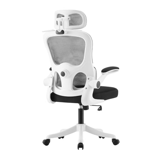 Ergonomischer Bürostuhl mit Lendenwirbelstütze, hohe Rückenlehne, Netz-Drehstuhl für Heimbüro, verstellbare hochklappbare Armlehne, komfortables Design von Generisch